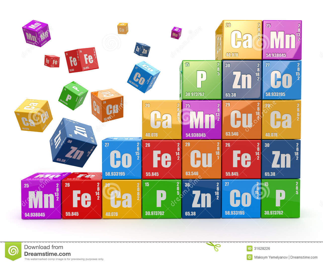 Chemistry Concept Wall From Cubes Wiyh Periodic Table Of Elemen