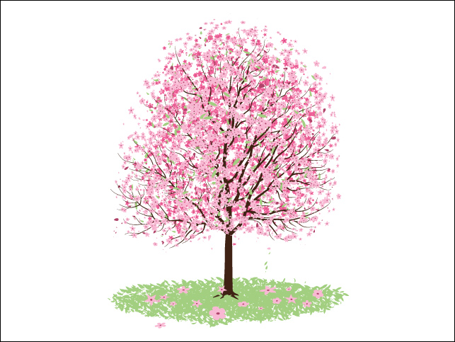 Cherry Blossom Tree Clip Art  - Cherry Blossom Tree Clip Art