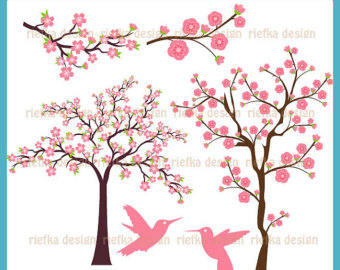 Cherry Blossom Trees Digital Clip Art