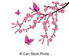 ... cherry blossom - vector illustration of a branch with cherry... cherry blossom Clipartby ...