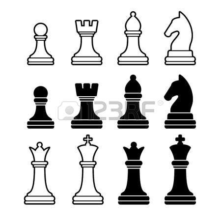 Chess Pieces Including King Queen Rook Pawn Knight and Bishop Illustration  Icons Set
