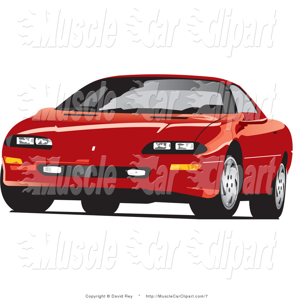 Vector Automotive Clipart of a Red Chevrolet Camaro
