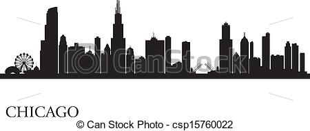 ... Chicago city skyline silhouette background. Vector.