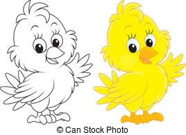 ... Chick - Little yellow chick, color and black-and-white.