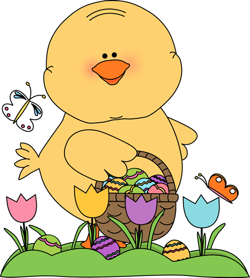 Chick on an Easter Egg Hunt - Clip Art For Easter