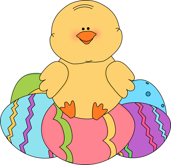 Chick Sitting on Easter Eggs - Clip Art For Easter