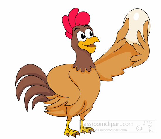 hen holding egg clipart. Size - Chicken Clipart