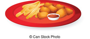 Chicken nuggets Vector Illustrationby catary0/2; fingerchips and bread cubes - illustration of fingerchips... ...