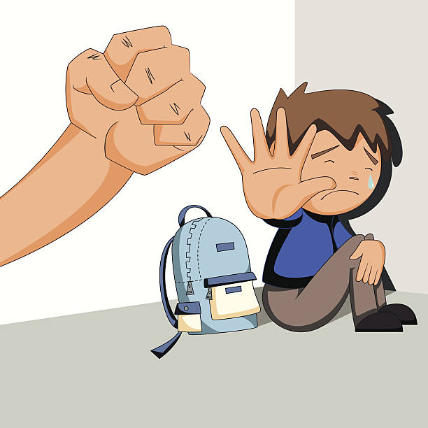Child abuse, bullying, harassment vector art illustration