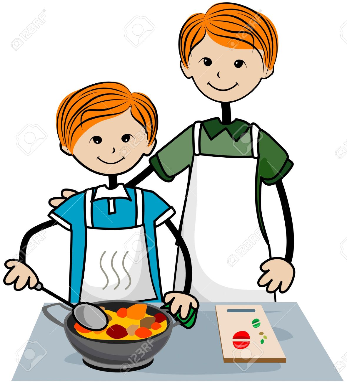 Child And Father Cooking With .