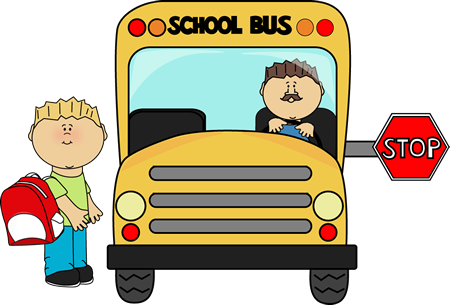 Child Getting on a School Bus - School Bus Images Clip Art