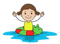 child in swimming pool in animal inner tube. Size: 52 Kb