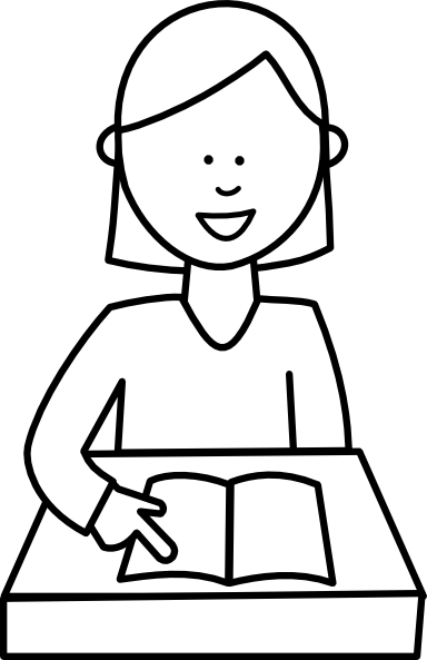 Child Reading Clipart Black And White Student Reading Hi Png