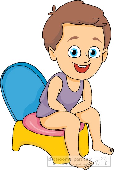 child sitting on potty chair  - Potty Clip Art