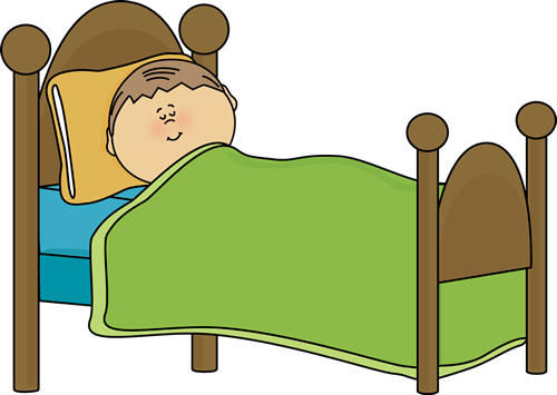 Child Sleeping Clip Art Image - child sleeping in a bed.