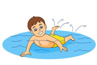 child swimming in shallow water. Size: 54 Kb