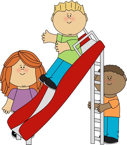children at play clip art | Kids Playing on a Slide Clip Art Image - kids