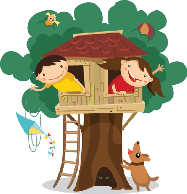 Children Having Fun in The Treehouse | Clipart