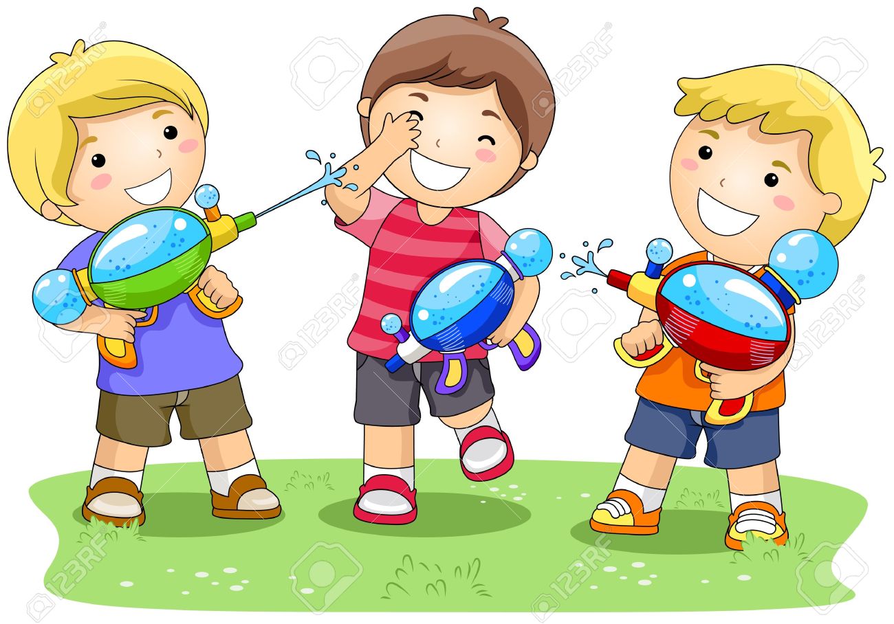 Children playing with Water . - Children Playing Clip Art
