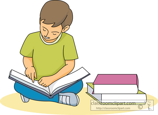 Children Reading Books Clip A - Student Reading Clipart