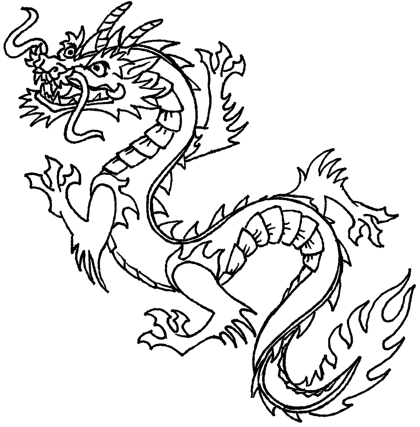... Chinese dragon clipart black and white cute ...
