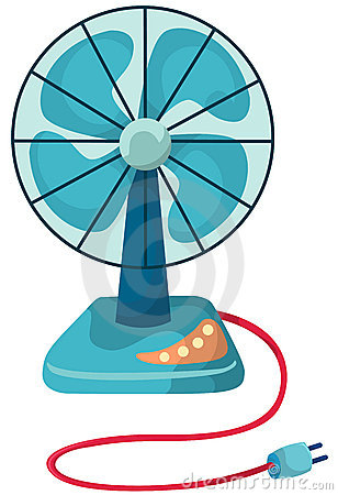 Chinese Fan Clipart. Illustration Of Isolated Blue Desk Fan On White  Background