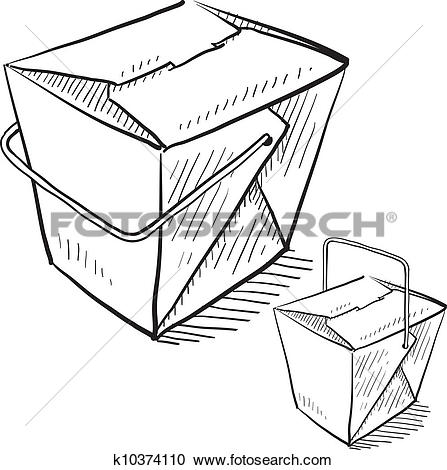 Chinese food boxes sketch - Chinese Food Clip Art