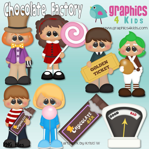 Chocolate Factory Willy Wonka Digital Clipart - Clip art for scrapbooking, party invitations - Instant Download Clipart Commercial Use | Pinterest | Clip ...