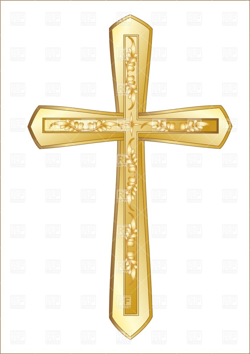 Golden Christian Cross isolat - Christian Cross Clipart