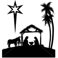 christmas nativity clipart black and white