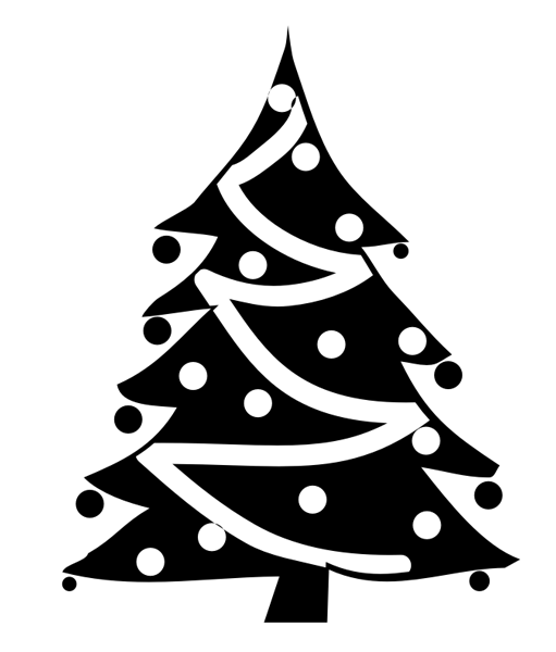 christmas tree clipart black and white