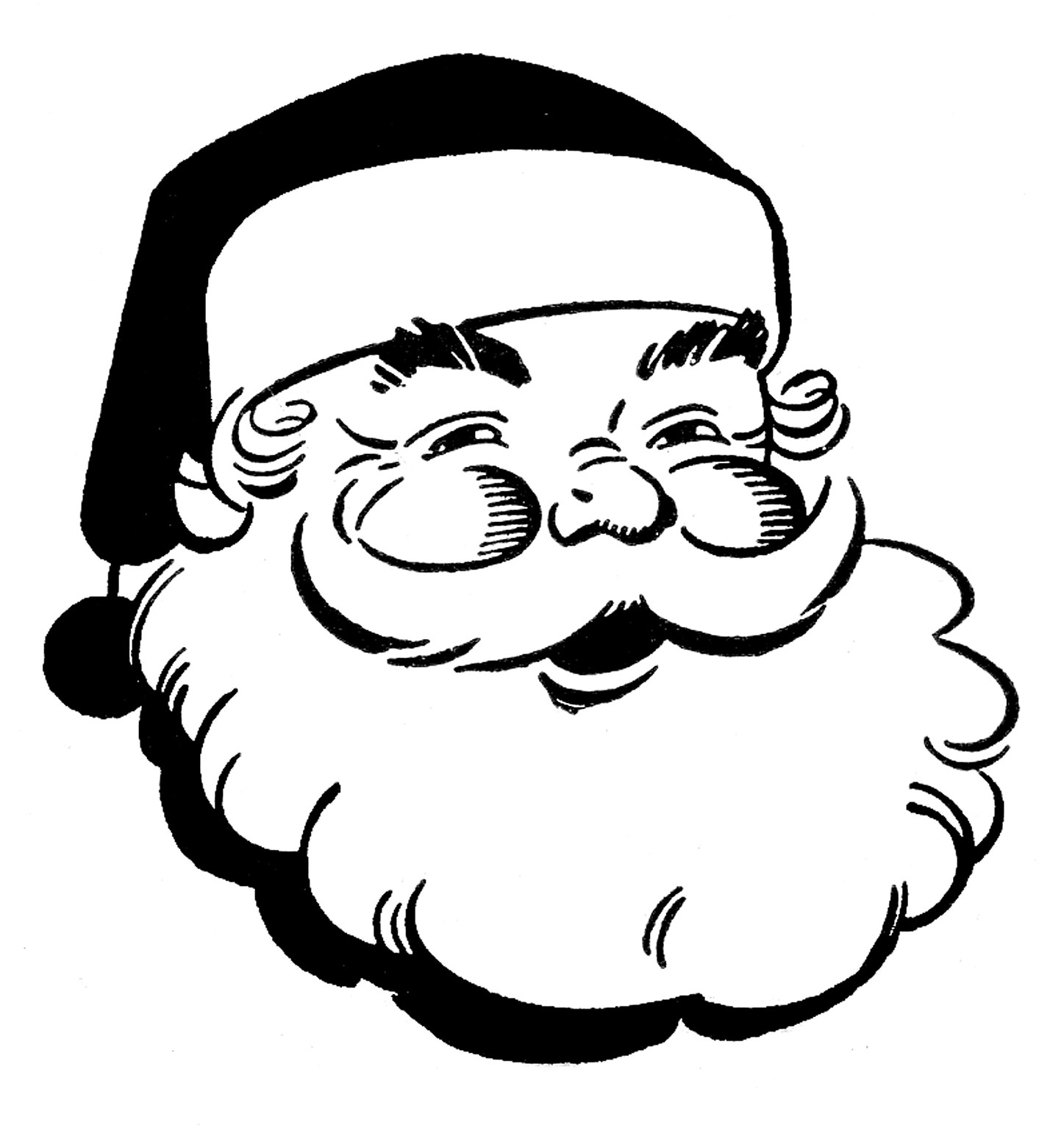 Christmas black and white tab - Free Santa Clip Art