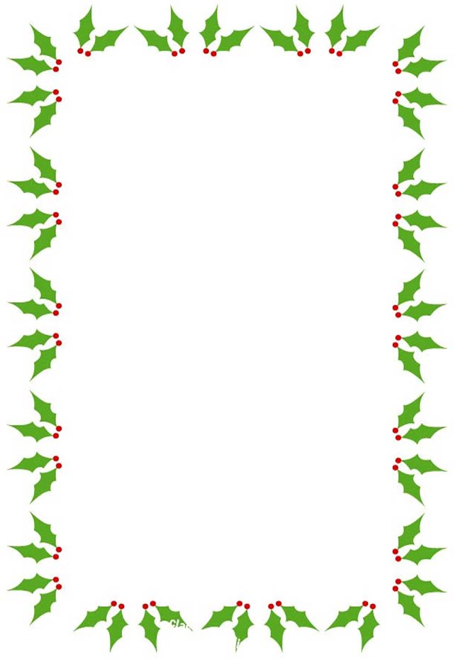 Christmas border with holly a