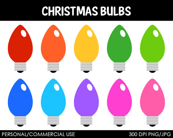 Christmas Bulbs Lights Digital Clip Art Graphics For Personal Or