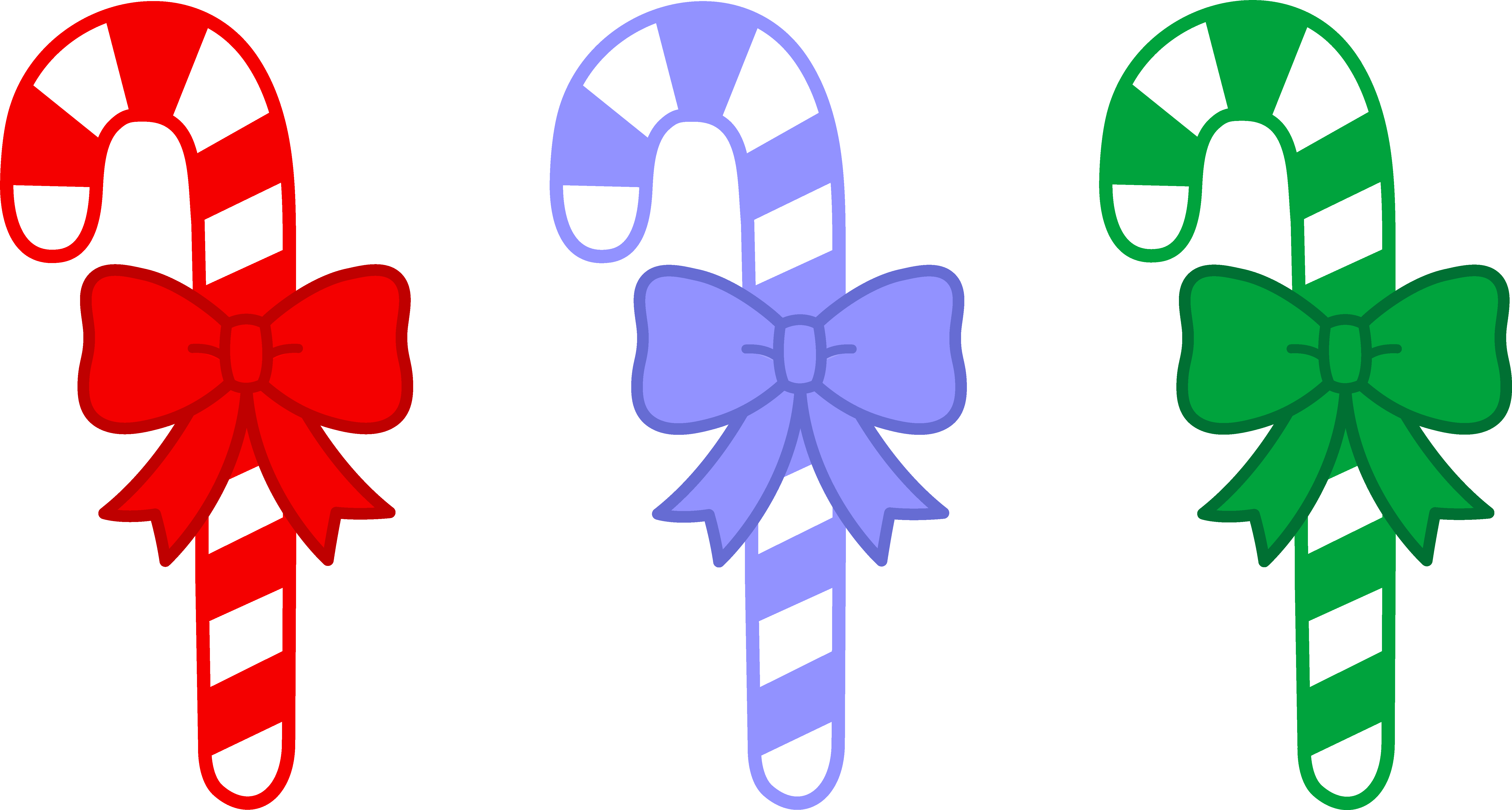 Christmas candy cane clipart. Three Candy Canes With Bows .
