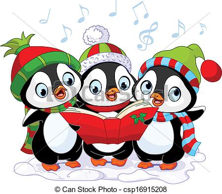 ... Christmas carolers penguins - Three cute Christmas carolers.