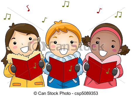 ... Christmas Carols - Illustration of Kids Singing Christmas.