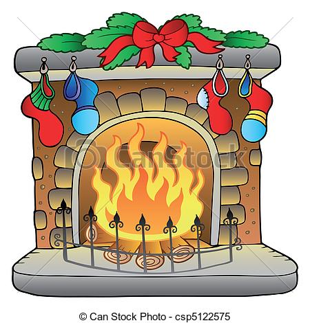 ... Christmas cartoon firepla - Fireplace Clip Art