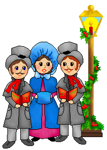 ... Christmas clip art of Victorian group singing by street lantern ...
