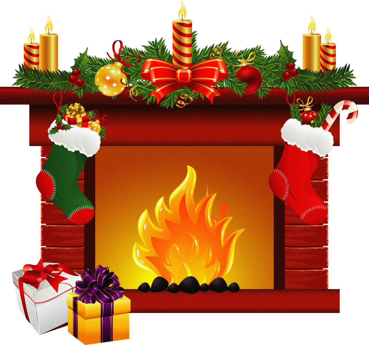 Christmas Clipart Christmas . - Christmas Fireplace Clipart