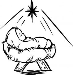 Christmas Clipart Nativity. Baby Jesus Manger Scene.