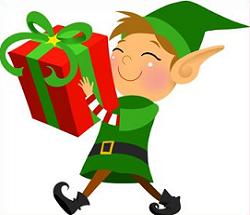 Christmas Elf with wrapped gift