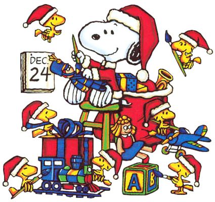 Christmas Eve Clip Art | Christmas Snoopy and Woodstock Christmas Eve Cartoon Clipart Image - I