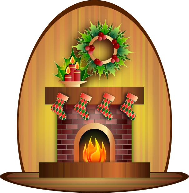 Fireplace Christmas Card With