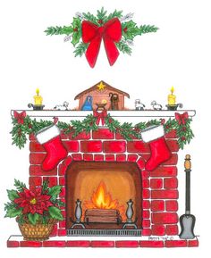 Christmas fireplace clipart free clipartall