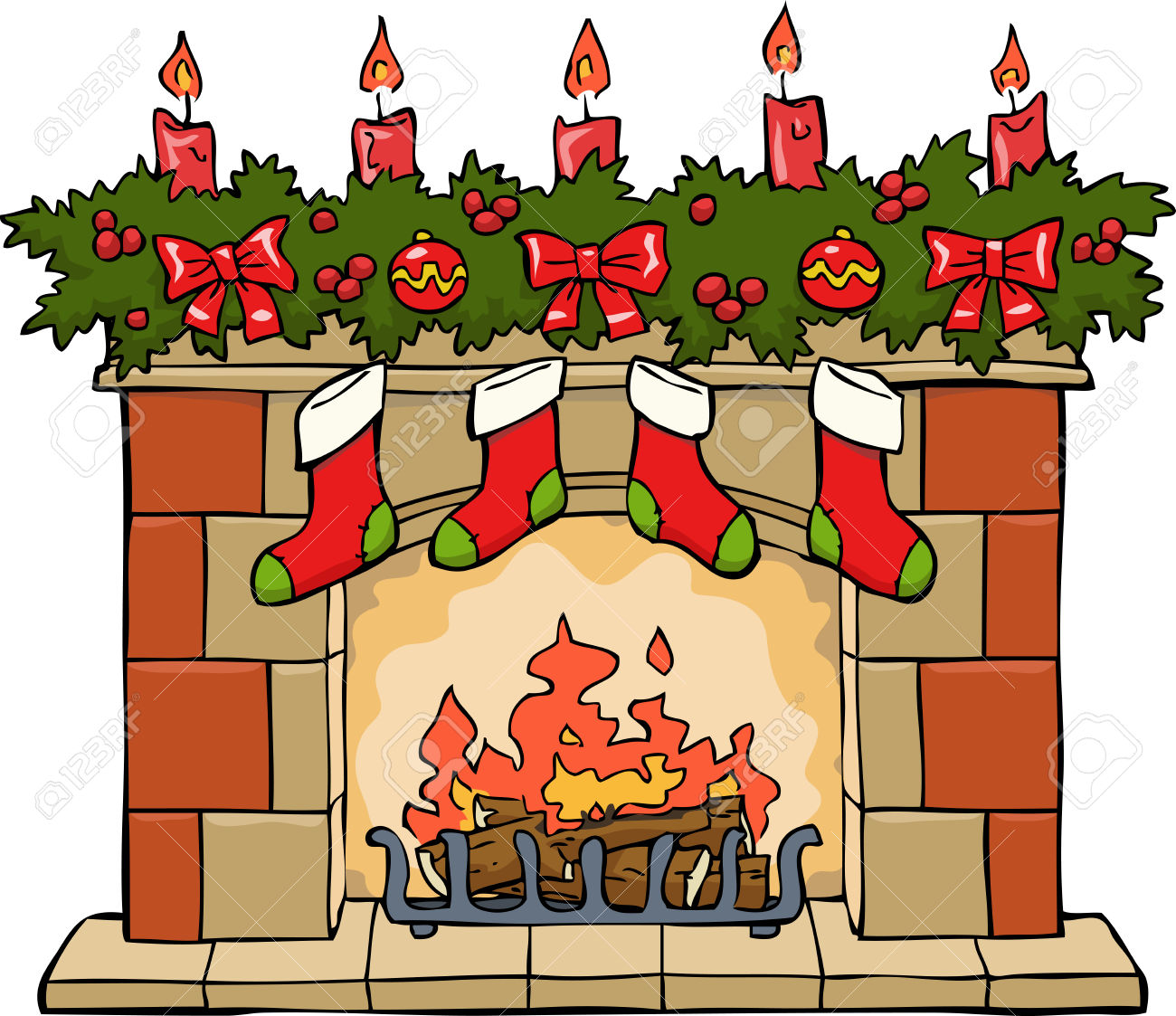 Christmas fireplace clipart t - Christmas Fireplace Clipart