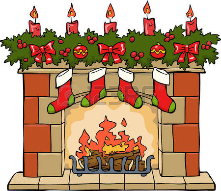 Cartoon Christmas Fireplace .
