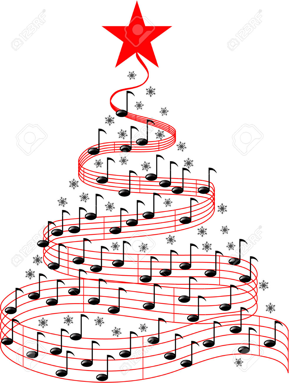 Christmas music notes clipart .