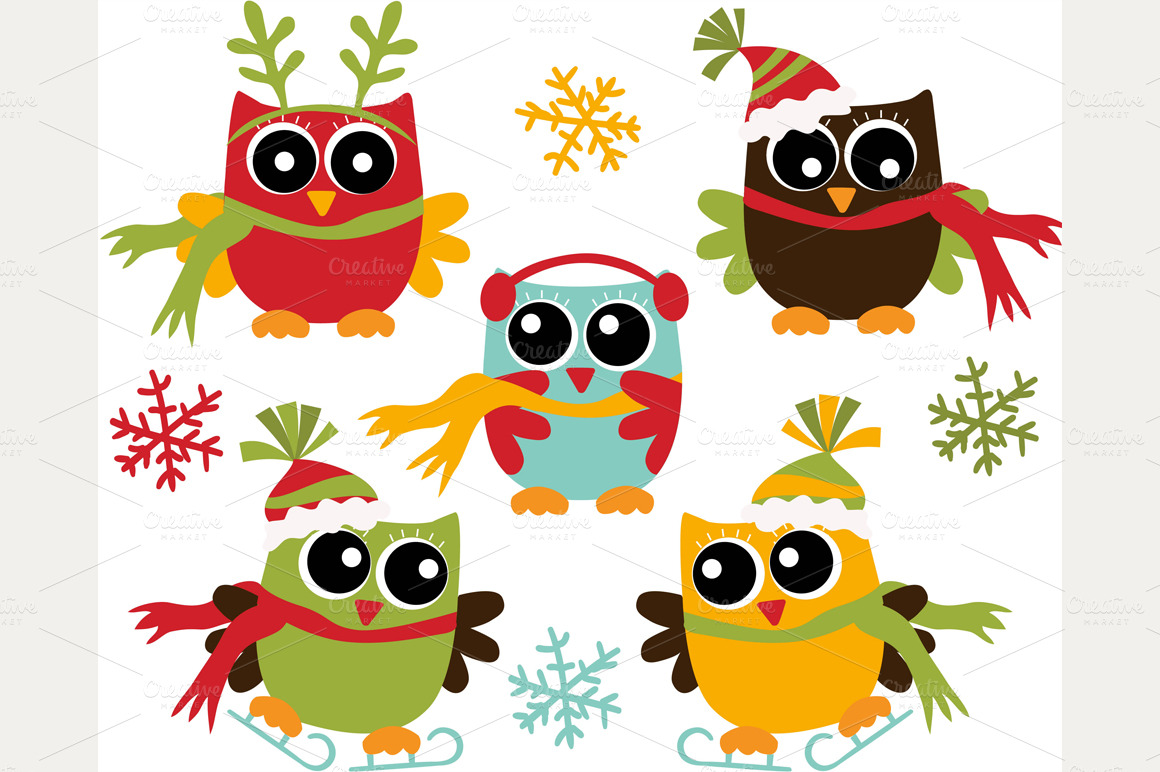Christmas Owls Clip Art - Christmas Owl Clip Art