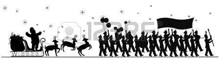 christmas parade: santa claus parade in silhouette